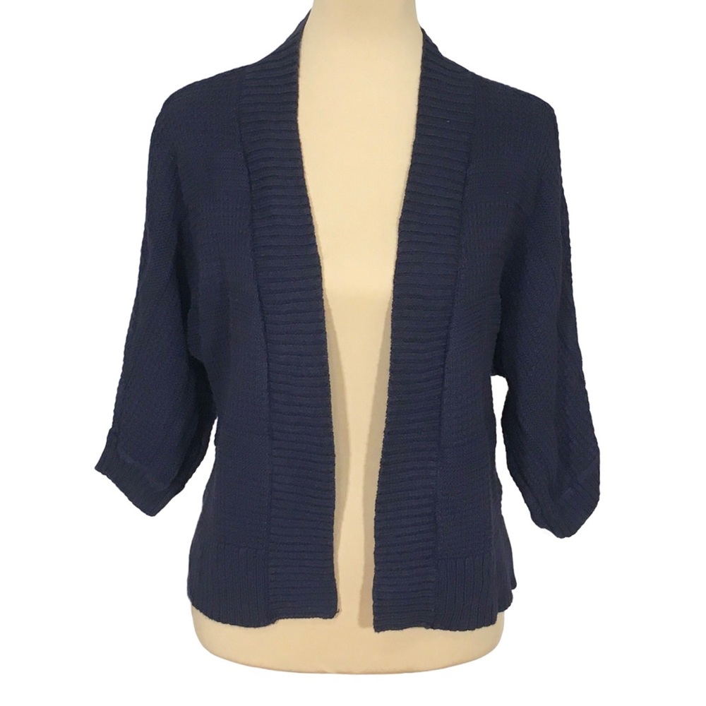 St. John's Bay Midweight Navy Blue 3/4 Sleeve Cardigan Shrug, Petite Medium